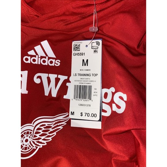 NWT Adidas Detroit Red Wings Mens Long Sleeve Training Top Sweatshirt Size M - Picture 8 of 8